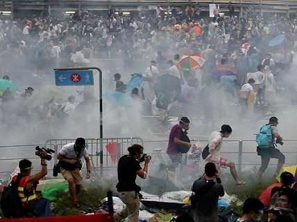 Tear gas at Hong Kong protest