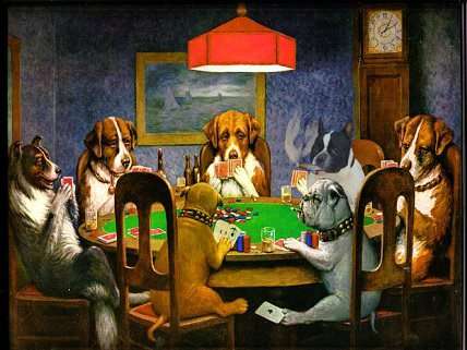 Dogs playing poker