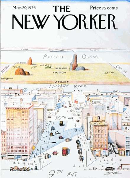 "View of the World from Ninth Avenue" by Saul Steinberg ||| Saul Steinberg/The New Yorker