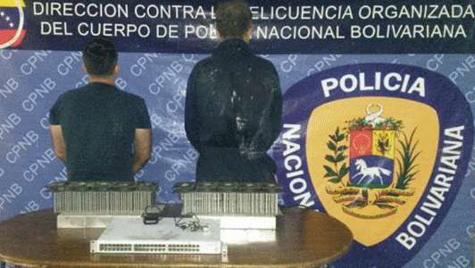 Two bitcoin miners arrested in Venezuela ||| Policía Nacional Bolivariana (PNB)
