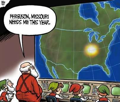 Maybe Santa represents federal investment. Or, wait, maybe he's saying the police have been especially good. No, hold on—he's saying…