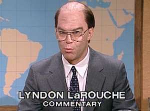 Note: This is actually Al Franken. Lyndon LaRouche has never appeared on Saturday Night Live.