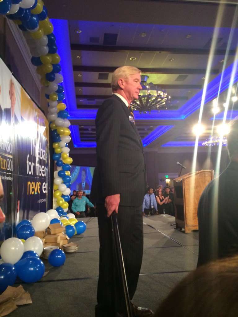 Bill Weld on election night. ||| Matt Welch