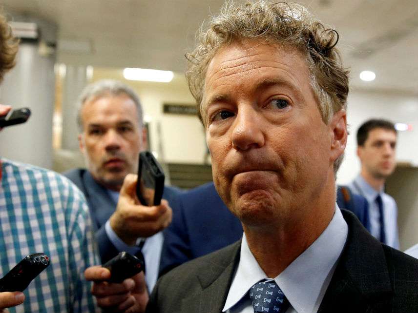 Rand Paul speaks to reporters on Capitol Hill, January 2018. ||| JOSHUA ROBERTS/REUTERS/Newscom