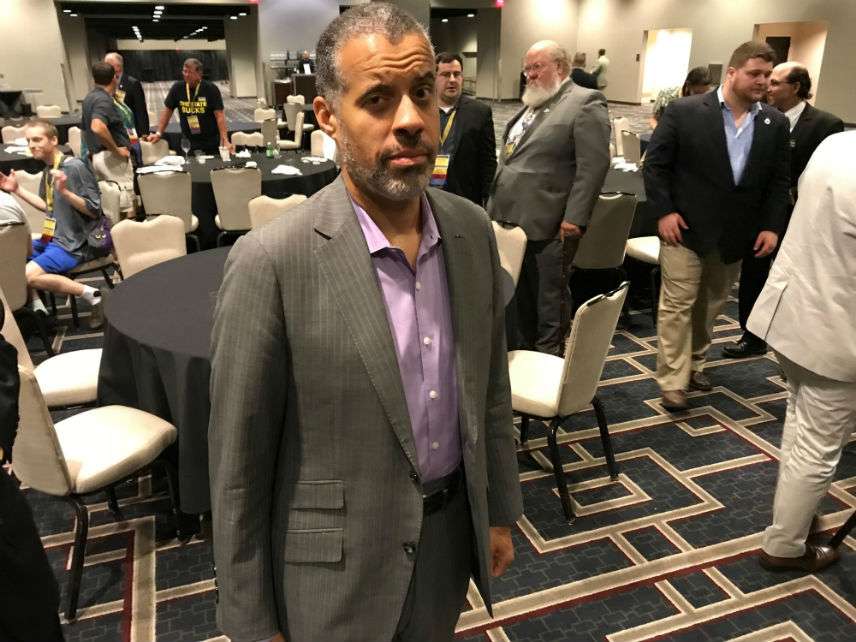 Larry Sharpe at the 2018 Libertarian National Convention. ||| Matt Welch