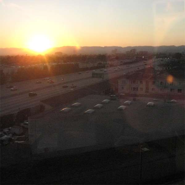 Carmageddon: The sun sets on a sleepy Interstate 405. Carmageddon: The sun sets on a sleepy Interstate 405.
