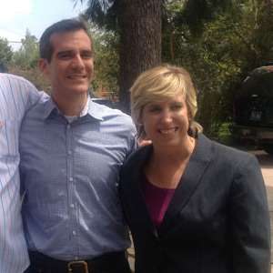 Eric Garcetti and Wendy Greuel attempt to avoid physical contact at a Mar Vista shindig for big city politicians in June 2012. Eric Garcetti and Wendy Greuel attempt to avoid physical contact at a Mar Vista shindig for big city politicians in June 2012.