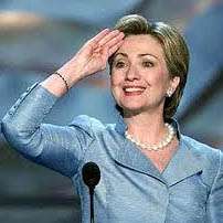 Hillary Clinton gives sharp salute to a country in the process of giving her a one-finger salute, January 2008. 