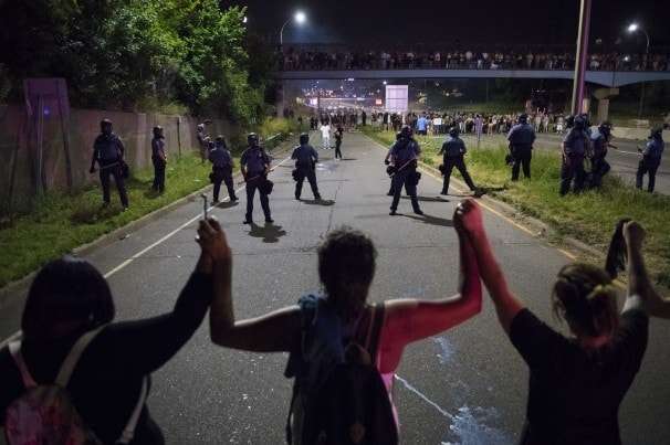 A protest against the recent death of African-American motorist Philando Castile, killed during a traffic stop by Minnesota police officer.