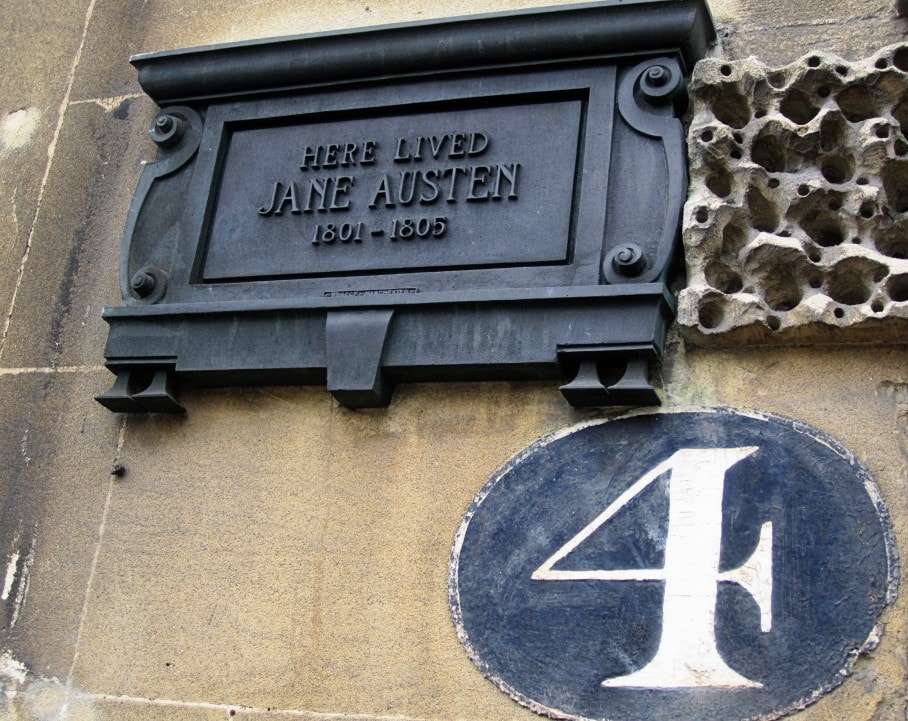 Bath, England, April 2013 -- The plaque on the front of No. 4 Sydney Place memorizling Jane Austenâ€™s years of residence in the house. (Photo by Zofia Smardz/The Washington Post)