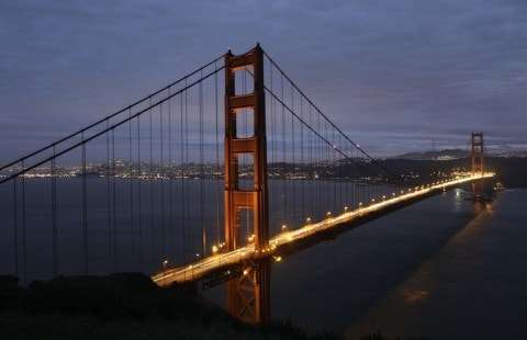 San Francisco's famous Golden Gate Bridge.