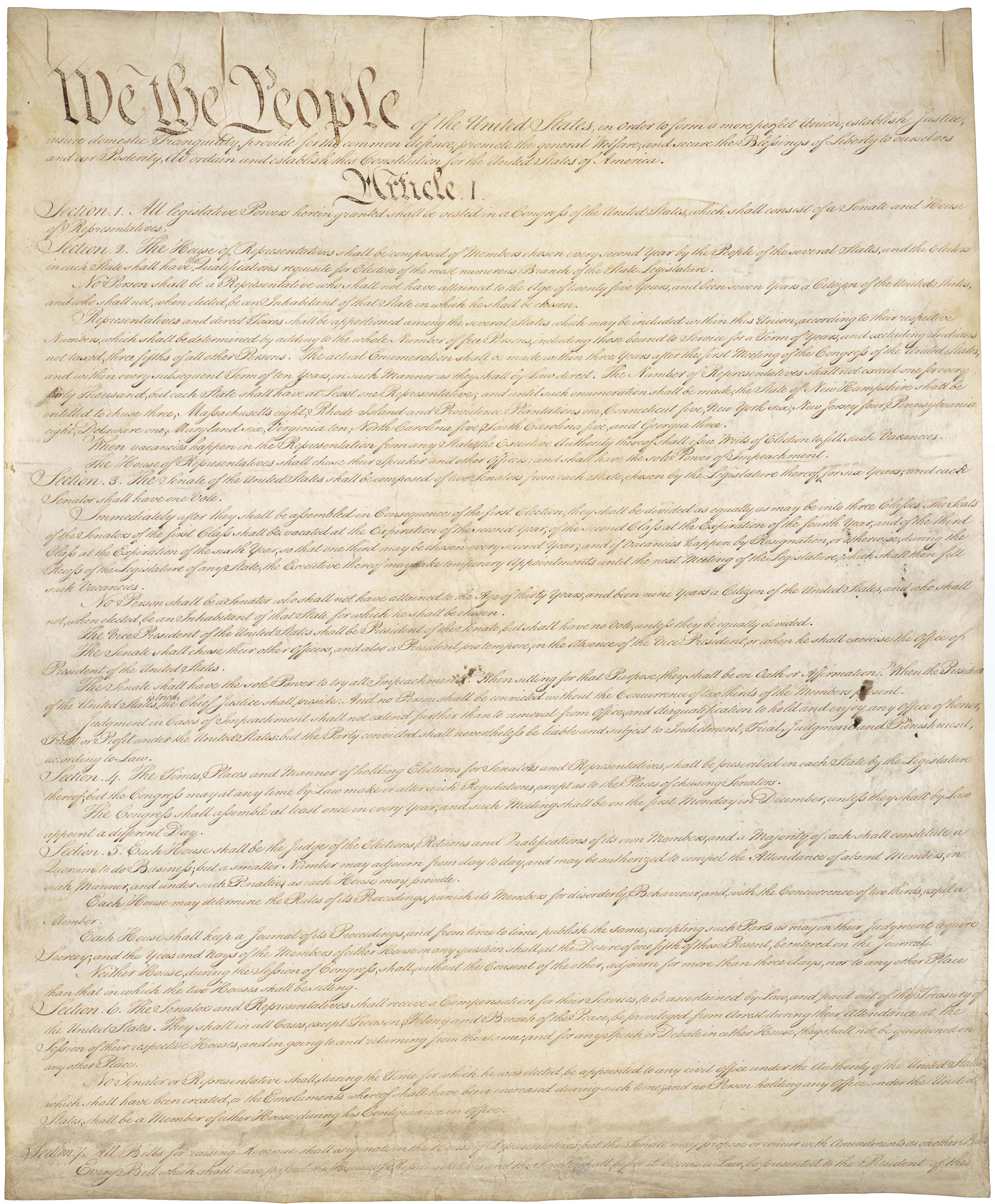 U.S. Constitution (Courtesy U.S. Archives)