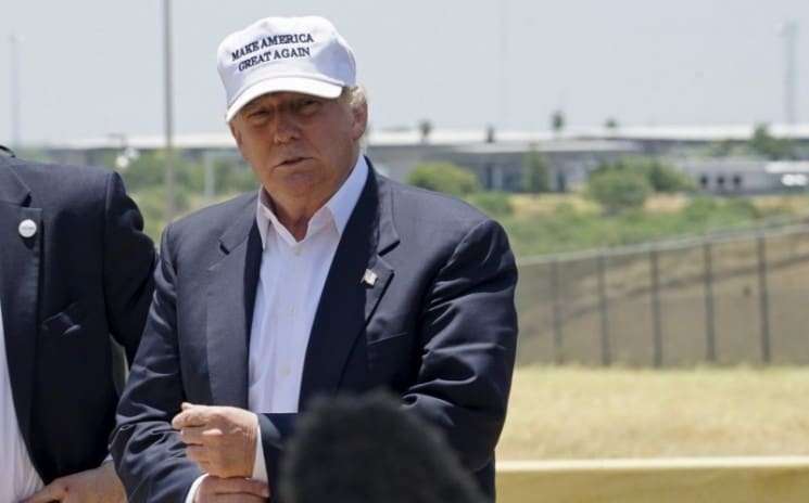 Donald Trump visits the U.S.-Mexico border near Laredo, Tex., in July 2015. (Rick Wilking/REUTERS)